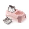 High-legged pet stainless steel bowl, dog food bowl, cat food bowl, anti-knock and anti-slip drinking bowl, food bowl, universal pet double bowl details Picture